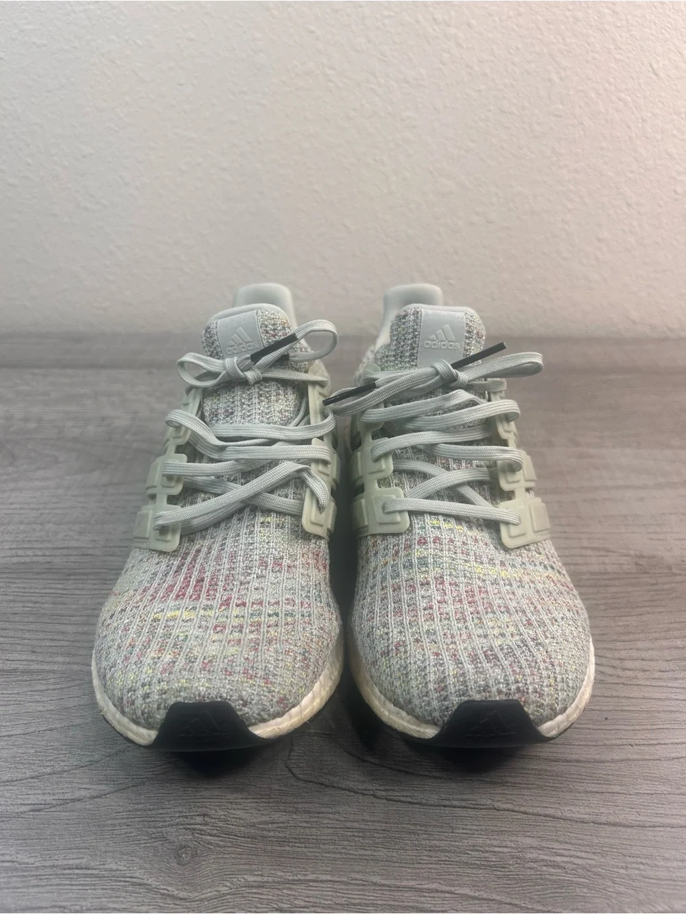 adidas Multicolor Knit Ultra Boost 4 Sneakers with Light Gray Cage Men’s Size 9